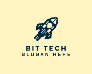 Tech Pixel Rocket logo design