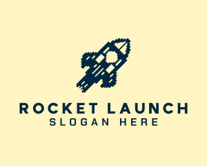 Tech Pixel Rocket logo design