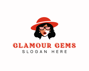 Hat Woman Sunglasses logo design