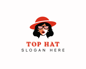 Hat Woman Sunglasses logo design