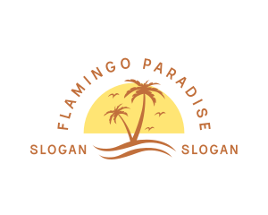 Summer Island Palm Tree  logo design