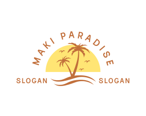 Summer Island Palm Tree  logo design