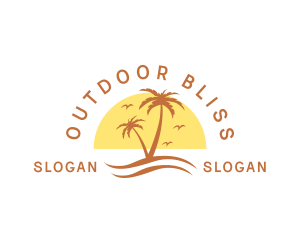 Summer Island Palm Tree  logo design