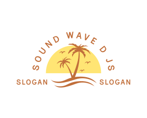 Summer Island Palm Tree  logo design