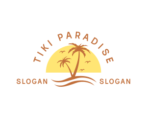 Summer Island Palm Tree  logo design