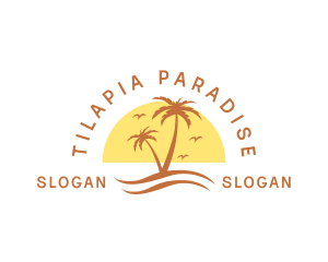 Summer Island Palm Tree  logo design