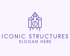 Purple Clock Structure  logo design