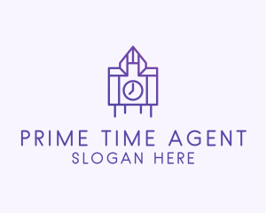 Purple Clock Structure  logo design