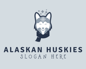 Winter Scarf Husky Dog logo design