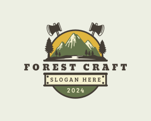 Axe Mountain Forest logo design