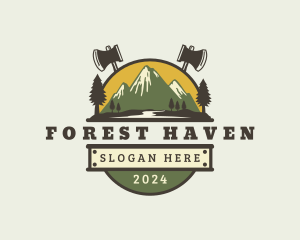 Axe Mountain Forest logo design