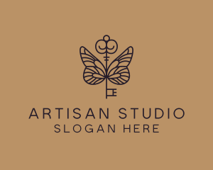 Antique Key Wings logo design