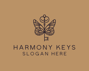 Antique Key Wings logo design