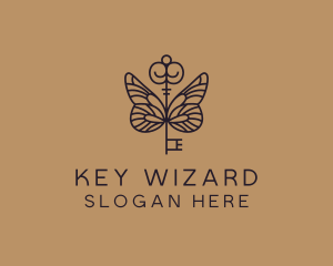 Antique Key Wings logo design