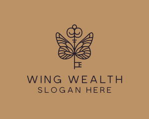 Antique Key Wings logo design