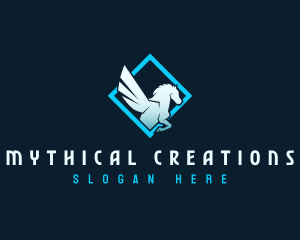 Horse Pegasus Wings logo design