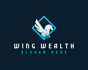 Horse Pegasus Wings logo design