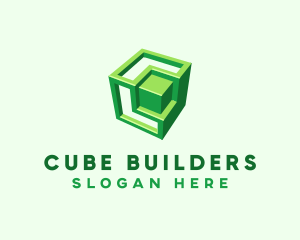 Green 3D Cube logo design