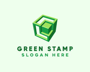 Green 3D Cube logo design