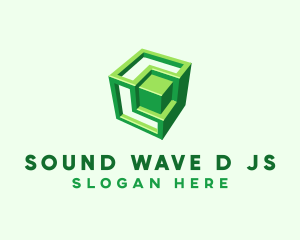 Green 3D Cube logo design