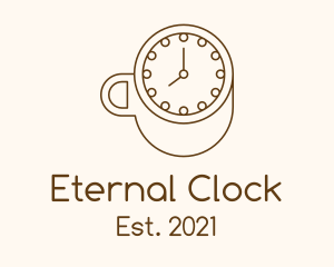 Brown Clock Coffee logo design