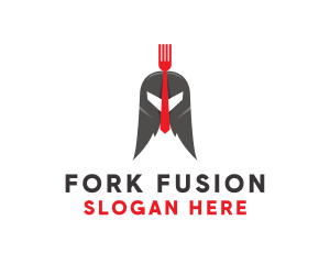 Fork Spartan Helmet logo design