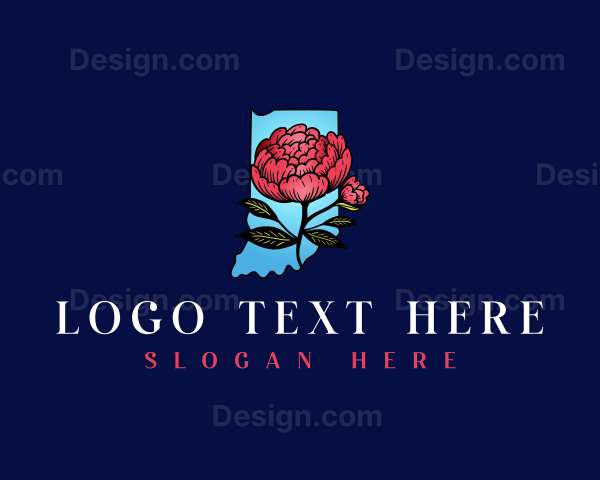 Indiana Peony Flower Logo