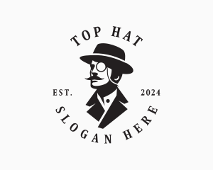 Monocle Gentleman Mustache logo design