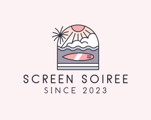 Sunset Surfing Beach  logo design