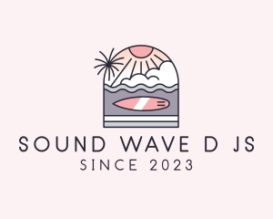 Sunset Surfing Beach  logo design