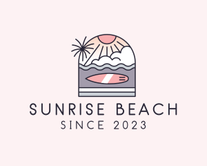 Sunset Surfing Beach  logo design