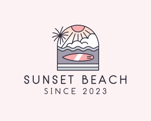 Sunset Surfing Beach  logo design