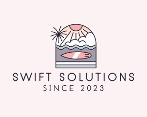 Sunset Surfing Beach  logo design