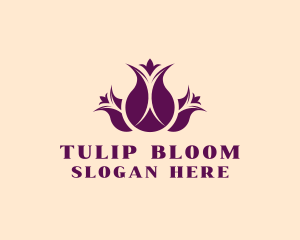 Purple Tulip Bouquet  logo design