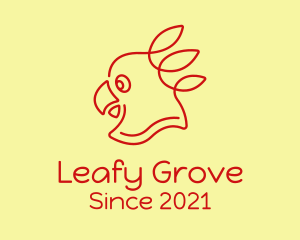 Red Leafy Parrot  logo design