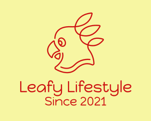 Red Leafy Parrot  logo design