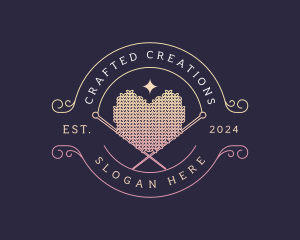 Heart Knitting Crochet logo design