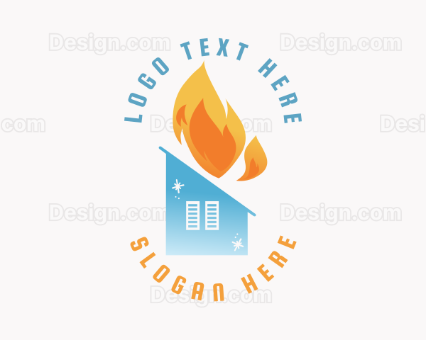 Heating Cooling House Logo