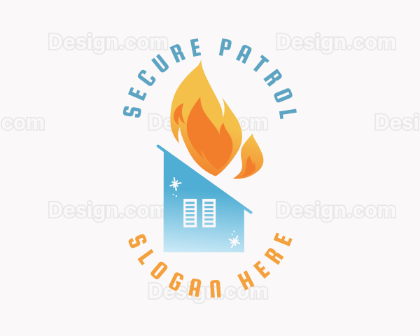 Heating Cooling House Logo