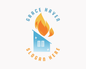 Heating Cooling House Logo