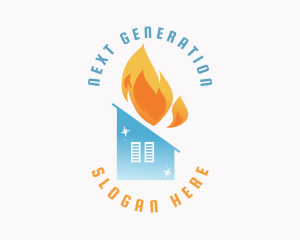 Heating Cooling House Logo