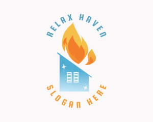 Heating Cooling House Logo