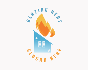 Heating Cooling House logo design