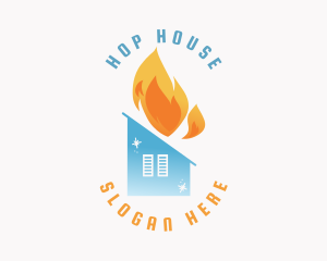 Heating Cooling House logo design