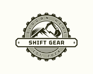 Excavator Industrial Gear logo design