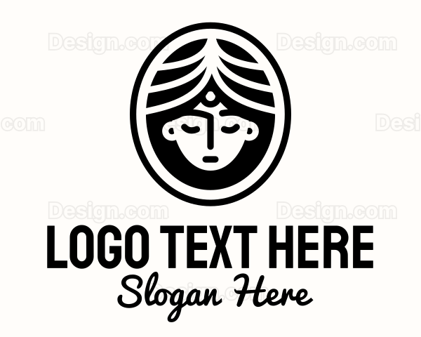 South Asian Woman Hairdresser Logo