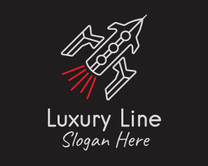 Spaceship Line Art logo design