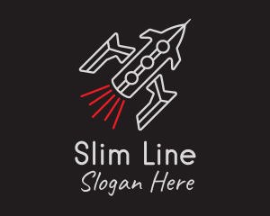 Spaceship Line Art logo design