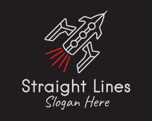 Spaceship Line Art logo design