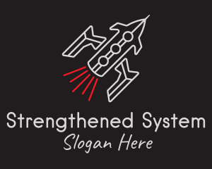 Spaceship Line Art logo design